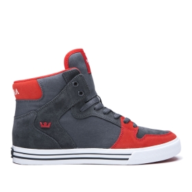 Tenis Altos Supra VAIDER Hombre Gris/Rojas/Blancas (MX-33649)